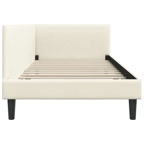 vidaXL Corner Bed Frame Cream 100 x 200 cm Velvet and Engineered wood