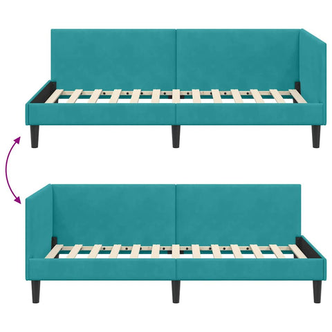 vidaXL Corner Bed Frame Other with Headboard Turquoise 100 x 200 cm