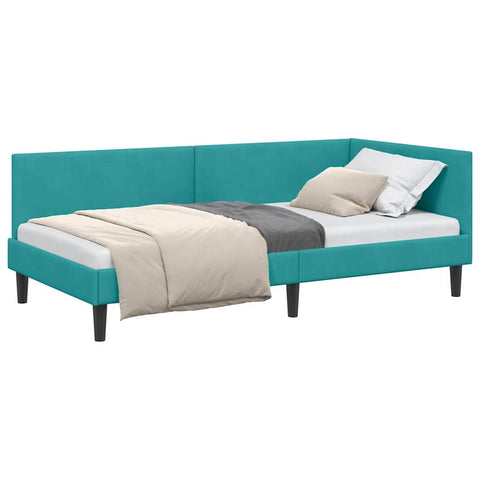 vidaXL Corner Bed Frame Other with Headboard Turquoise 100 x 200 cm