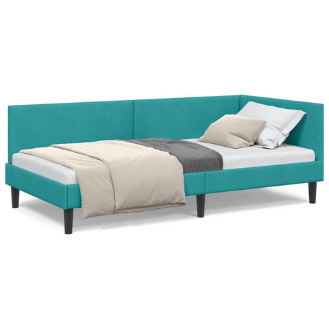 vidaXL Corner Bed Frame Other with Headboard Turquoise 100 x 200 cm