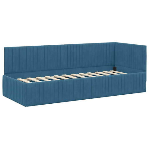 vidaXL Corner Bed Frame with Headboard Blue 80 x 200 cm Velvet