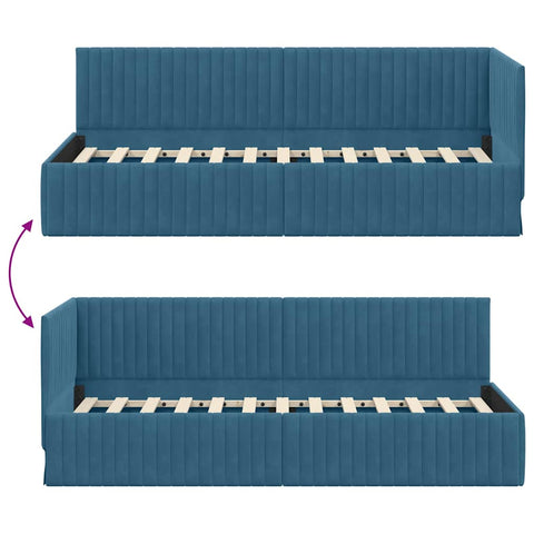 vidaXL Corner Bed Frame with Headboard Blue 80 x 200 cm Velvet