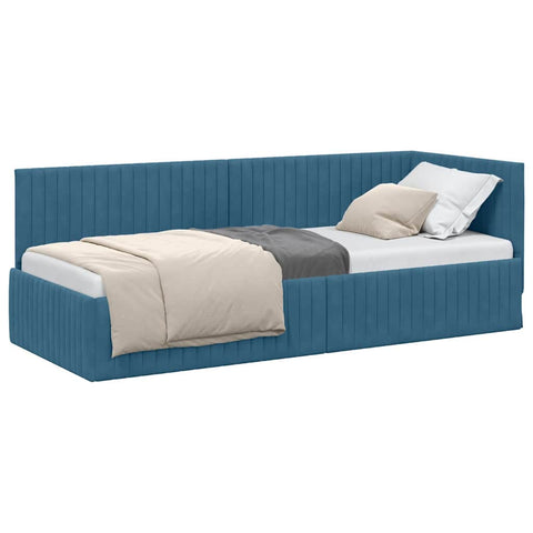 vidaXL Corner Bed Frame with Headboard Blue 80 x 200 cm Velvet