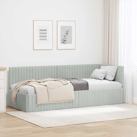 vidaXL Corner Bed Frame with Headboard Light grey 80 x 200 cm Velvet