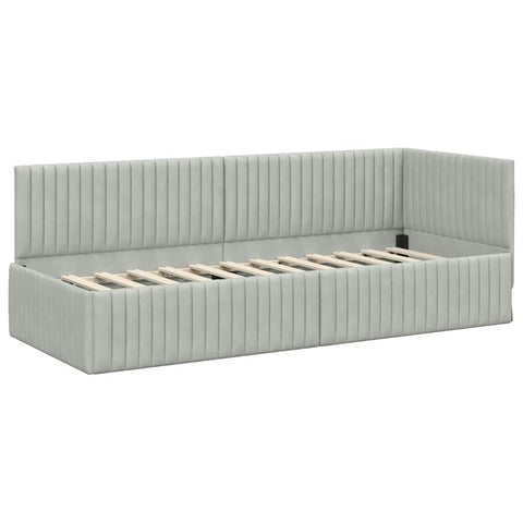vidaXL Corner Bed Frame with Headboard Light grey 80 x 200 cm Velvet