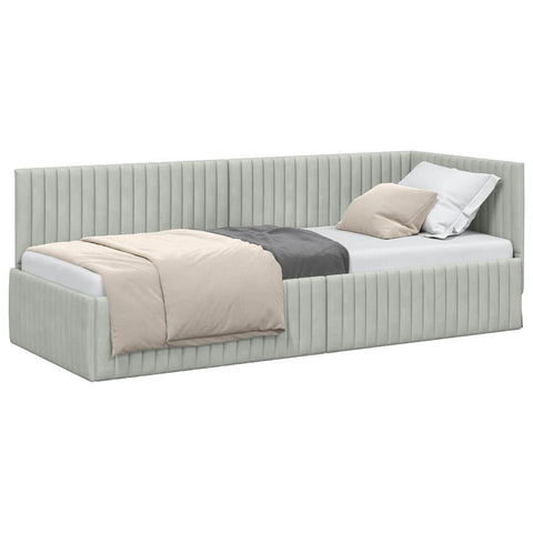 vidaXL Corner Bed Frame with Headboard Light grey 80 x 200 cm Velvet
