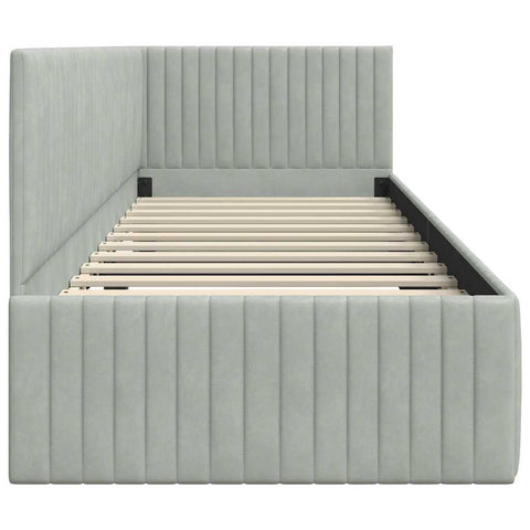 vidaXL Corner Bed Frame with Headboard Light grey 80 x 200 cm Velvet