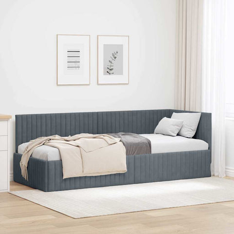 vidaXL Corner Bed Frame with Headboard Dark grey 80 x 200 cm Velvet