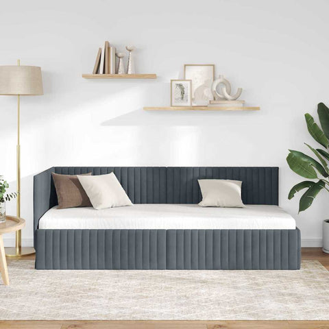 vidaXL Corner Bed Frame with Headboard Dark grey 80 x 200 cm Velvet