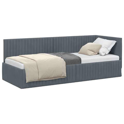 vidaXL Corner Bed Frame with Headboard Dark grey 80 x 200 cm Velvet