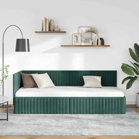 vidaXL Corner Bed Frame with Headboard Dark green 80 x 200 cm Velvet