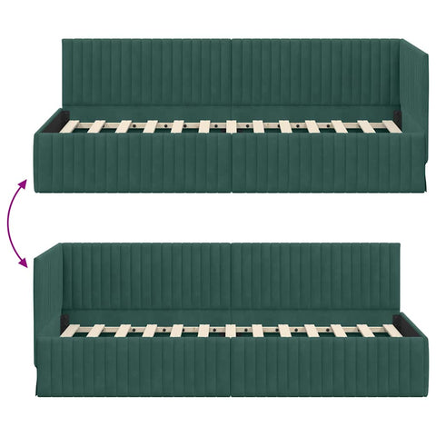 vidaXL Corner Bed Frame with Headboard Dark green 80 x 200 cm Velvet