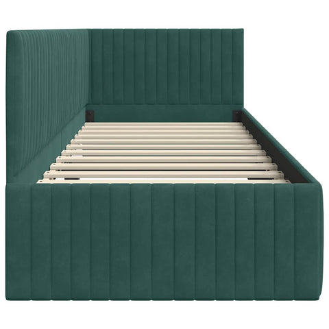 vidaXL Corner Bed Frame with Headboard Dark green 80 x 200 cm Velvet