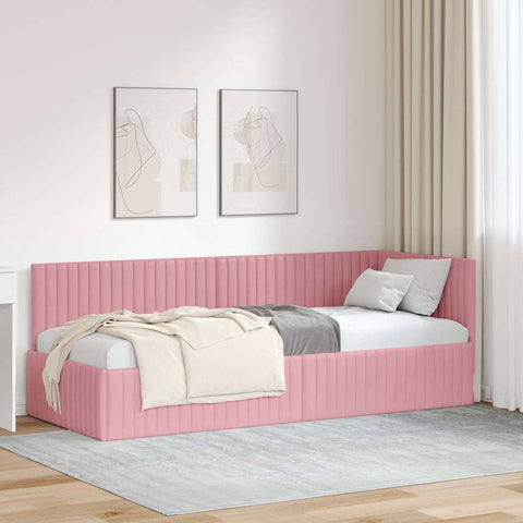 vidaXL Corner Bed Frame with Headboard Pink 80 x 200 cm Velvet