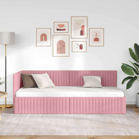 vidaXL Corner Bed Frame with Headboard Pink 80 x 200 cm Velvet
