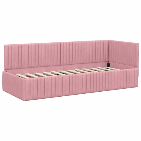 vidaXL Corner Bed Frame with Headboard Pink 80 x 200 cm Velvet