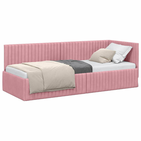 vidaXL Corner Bed Frame with Headboard Pink 80 x 200 cm Velvet