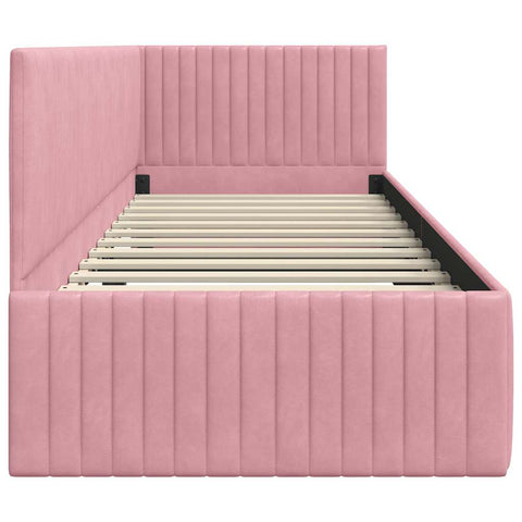 vidaXL Corner Bed Frame with Headboard Pink 80 x 200 cm Velvet