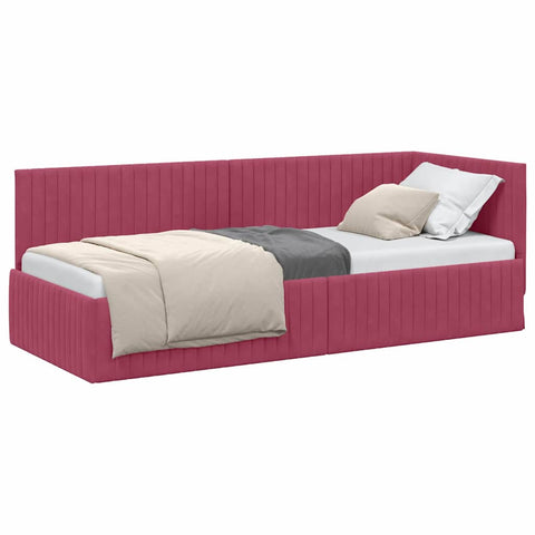 vidaXL Corner Bed Frame with Headboard Wine red 80 x 200 cm Velvet