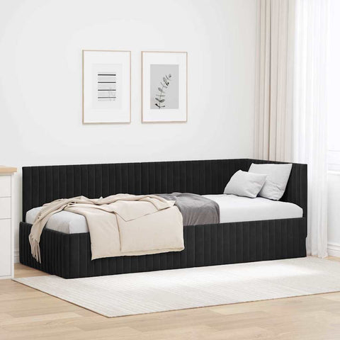 vidaXL Corner Bed Frame with Headboard Black 80 x 200 cm Velvet