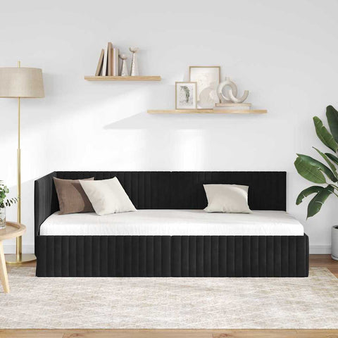 vidaXL Corner Bed Frame with Headboard Black 80 x 200 cm Velvet