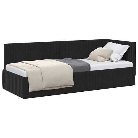 vidaXL Corner Bed Frame with Headboard Black 80 x 200 cm Velvet