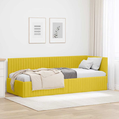 vidaXL Corner Bed Frame with Headboard Yellow 80 x 200 cm Velvet