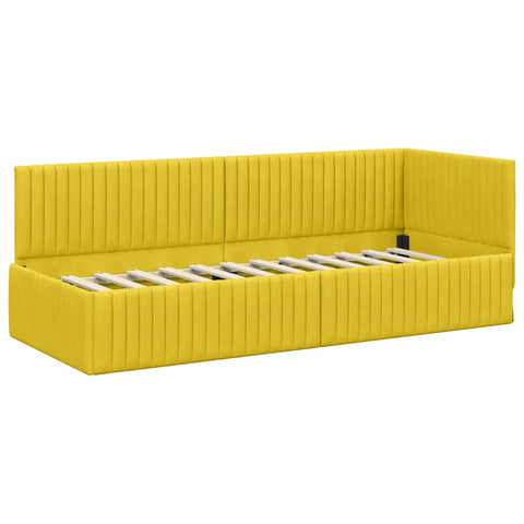 vidaXL Corner Bed Frame with Headboard Yellow 80 x 200 cm Velvet