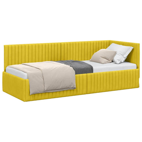 vidaXL Corner Bed Frame with Headboard Yellow 80 x 200 cm Velvet