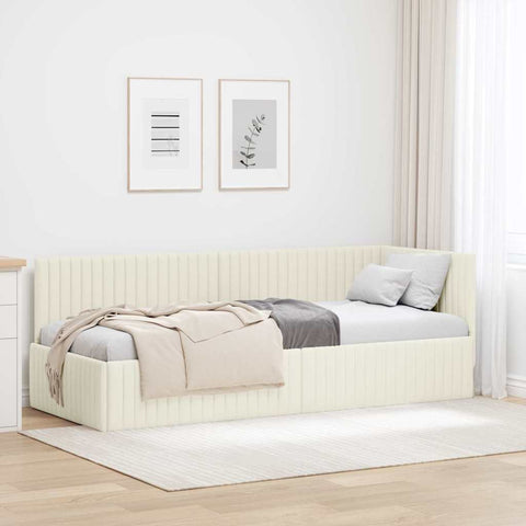 vidaXL Corner Bed Frame with Headboard Cream 80 x 200 cm Velvet