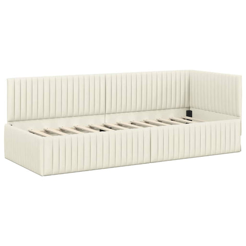 vidaXL Corner Bed Frame with Headboard Cream 80 x 200 cm Velvet