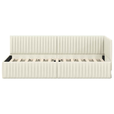 vidaXL Corner Bed Frame with Headboard Cream 80 x 200 cm Velvet