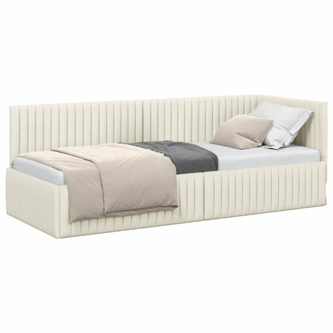 vidaXL Corner Bed Frame with Headboard Cream 80 x 200 cm Velvet