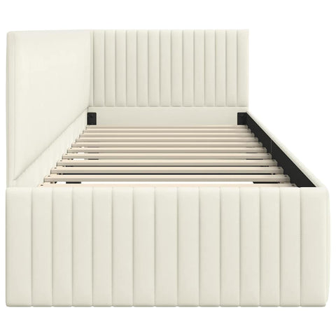 vidaXL Corner Bed Frame with Headboard Cream 80 x 200 cm Velvet