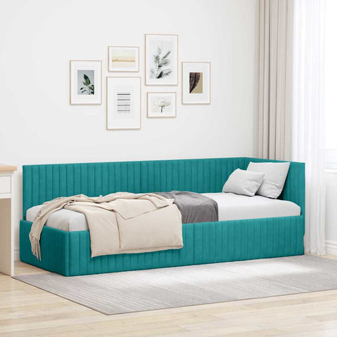 vidaXL Corner Bed Frame with Headboard Turquoise 80 x 200 cm Velvet