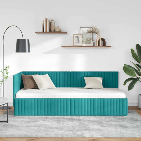 vidaXL Corner Bed Frame with Headboard Turquoise 80 x 200 cm Velvet