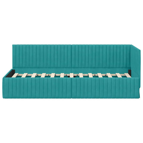 vidaXL Corner Bed Frame with Headboard Turquoise 80 x 200 cm Velvet