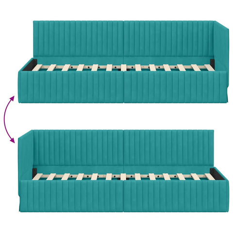 vidaXL Corner Bed Frame with Headboard Turquoise 80 x 200 cm Velvet