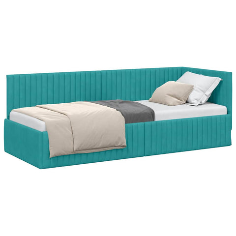 vidaXL Corner Bed Frame with Headboard Turquoise 80 x 200 cm Velvet