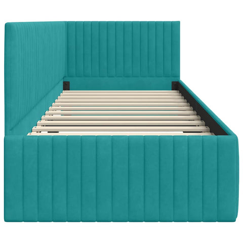 vidaXL Corner Bed Frame with Headboard Turquoise 80 x 200 cm Velvet