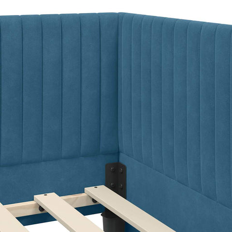 vidaXL Corner Bed Frame with Headboard Blue 90 x 190 cm Velvet