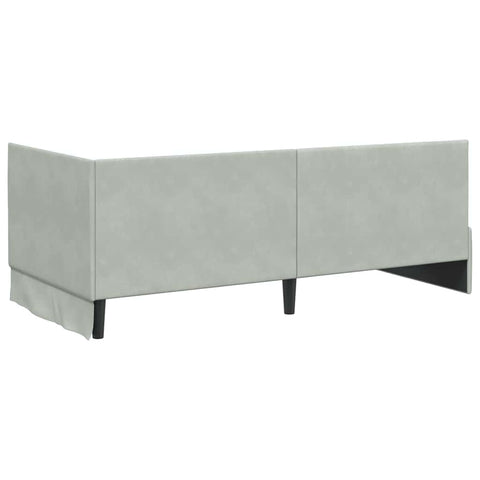 vidaXL Corner Bed Frame with Headboard Light grey 90 x 190 cm Velvet