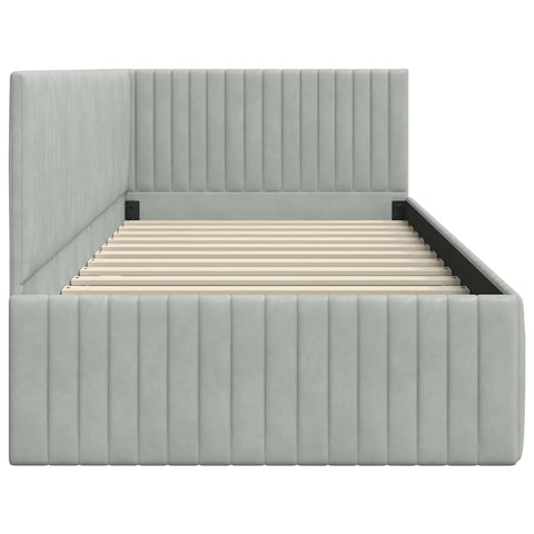 vidaXL Corner Bed Frame with Headboard Light grey 90 x 190 cm Velvet