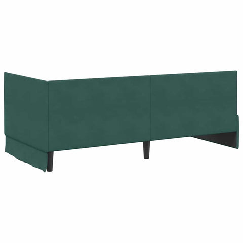 vidaXL Corner Bed Frame with Headboard Dark green 90 x 190 cm Velvet