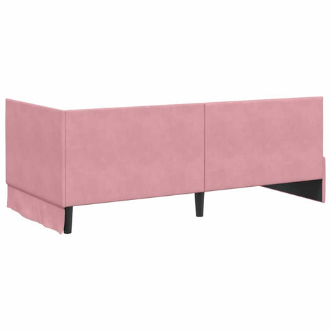 vidaXL Corner Bed Frame with Headboard Pink 90 x 190 cm Velvet