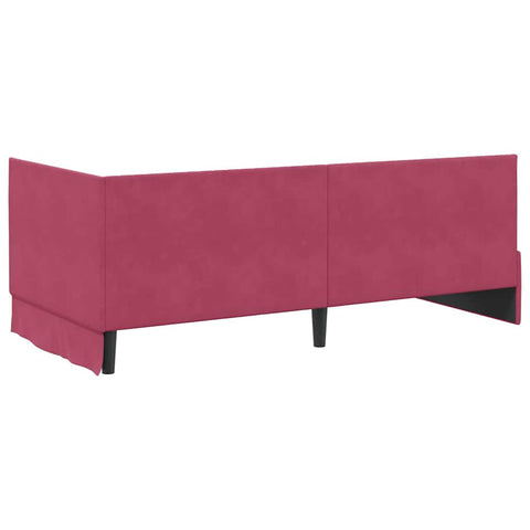 vidaXL Corner Bed Frame with Headboard Wine red 90 x 190 cm Velvet