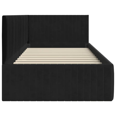 vidaXL Corner Bed Frame with Headboard Black 90 x 190 cm Velvet