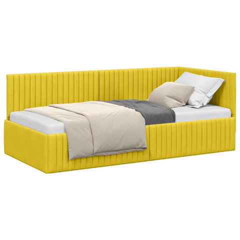 vidaXL Corner Bed Frame with Headboard Yellow 90 x 190 cm Velvet