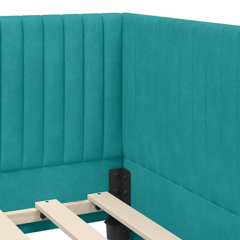 vidaXL Corner Bed Frame with Headboard Turquoise 90 x 190 cm Velvet