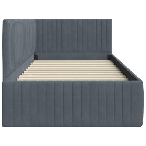 vidaXL Corner Bed Frame with Headboard Dark grey 90 x 200 cm Velvet
